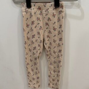 Zara Kids Cream Ribbed Floral Leggings